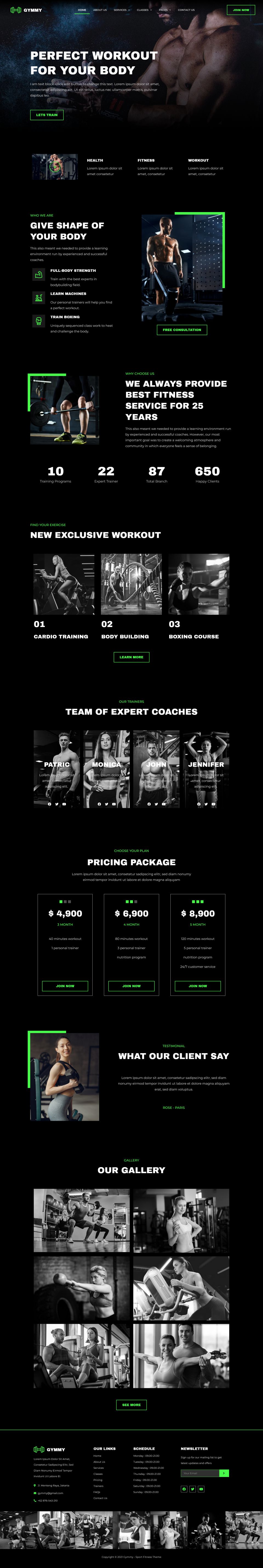 WordPress template ThemeForest Gymmy