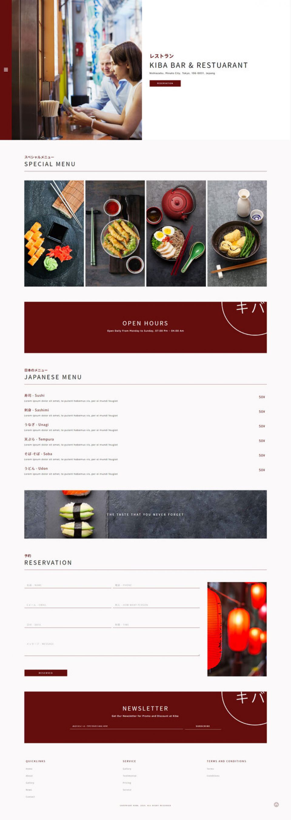WordPress template ThemeForest Kiba Bar & Restaurant