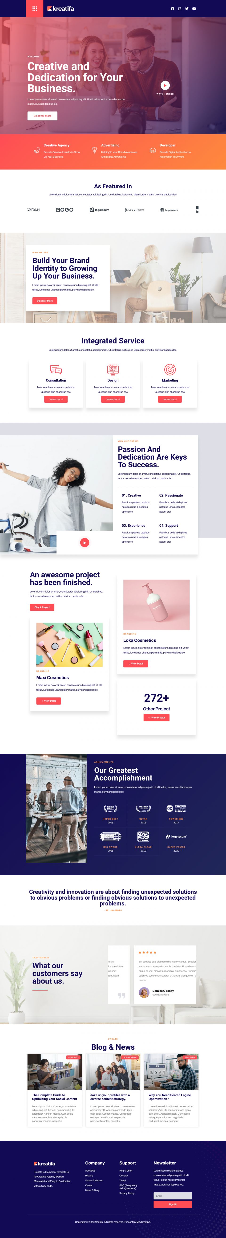 WordPress template ThemeForest Kreatifa