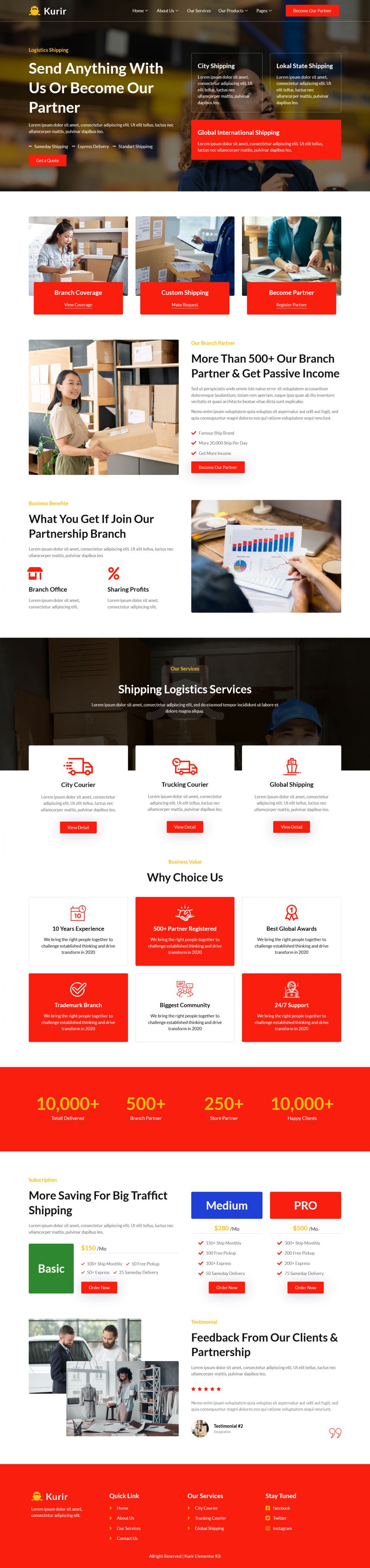 WordPress template ThemeForest Kurir