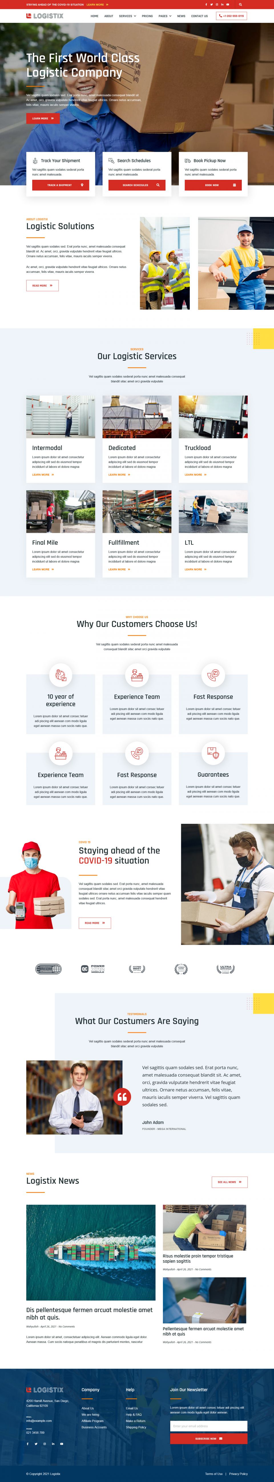 WordPress template ThemeForest Logistix