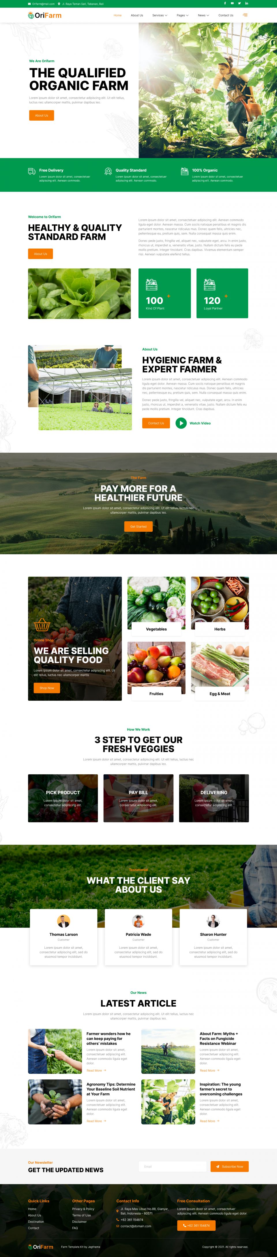 WordPress template ThemeForest OriFarm