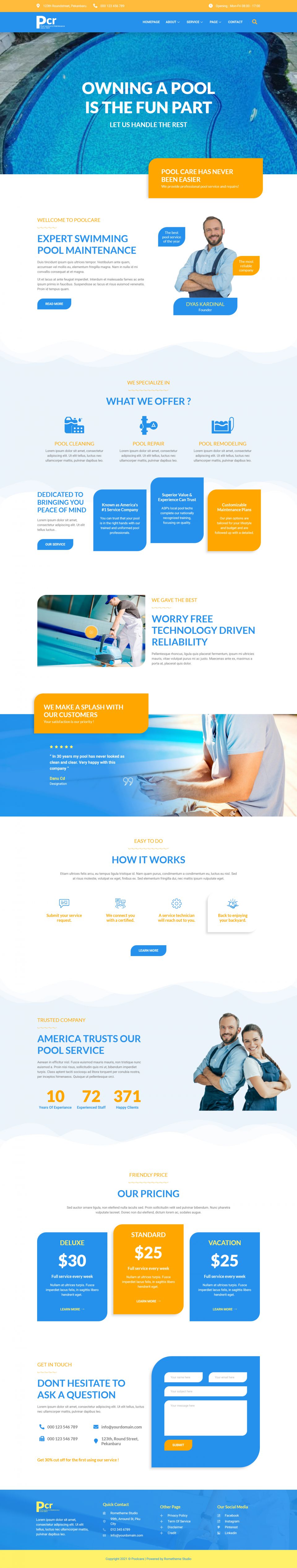 Template ThemeForest Poolcare WordPress template ThemeForest Poolcare