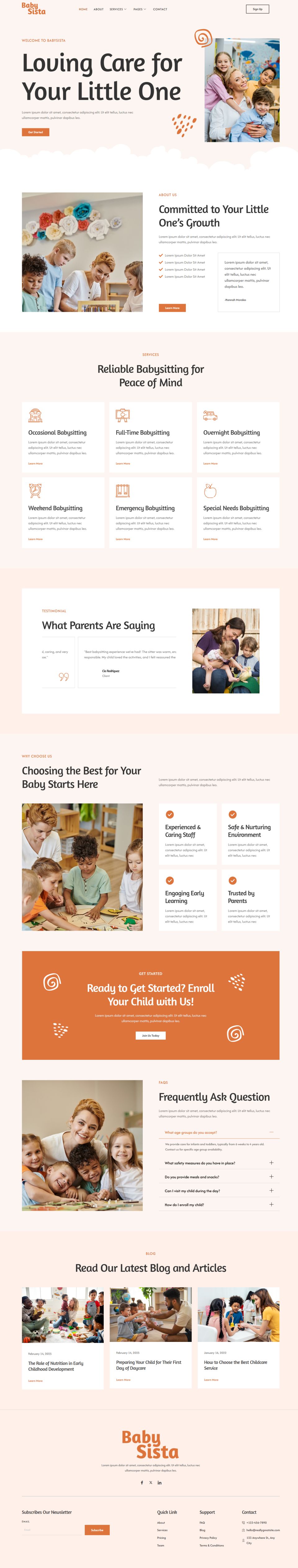 WordPress template ThemeForest Babysista