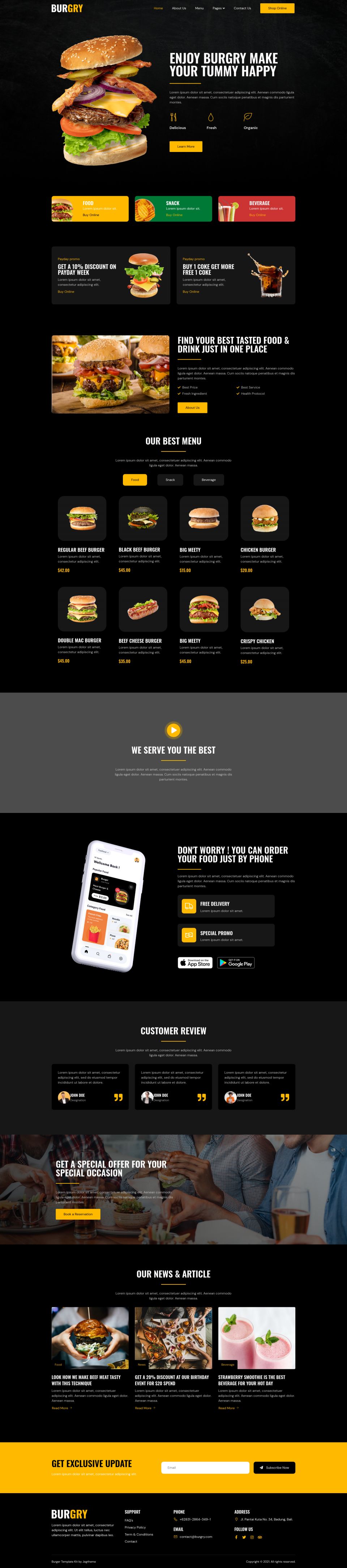 WordPress template ThemeForest Burgry