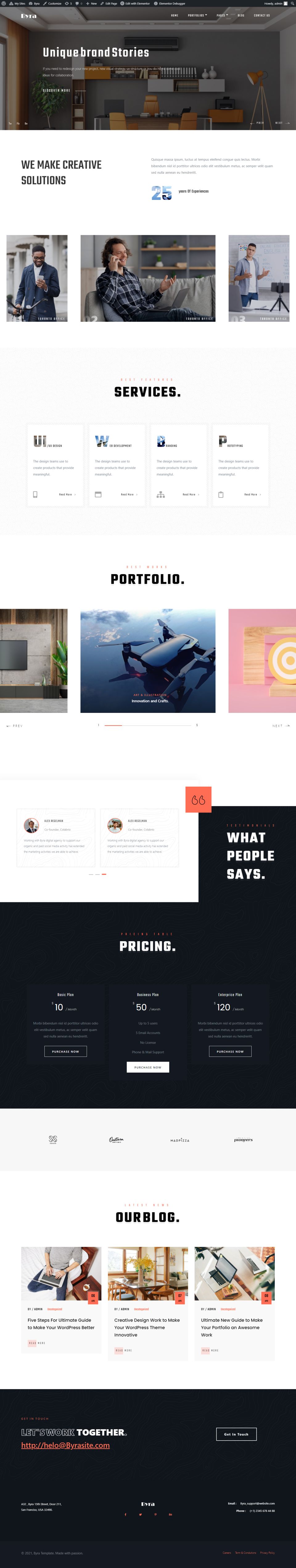 WordPress template ThemeForest Byra