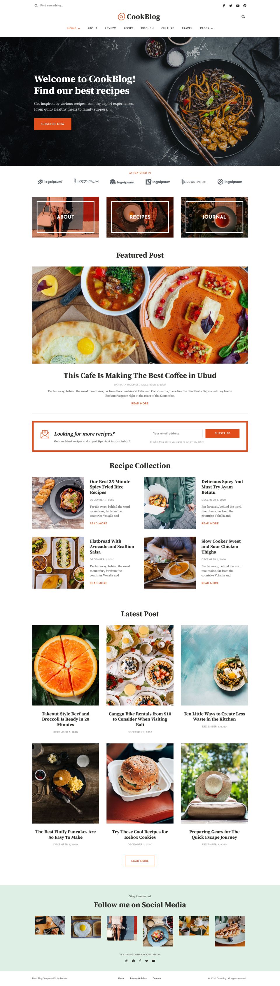 WordPress template ThemeForest CookBlog