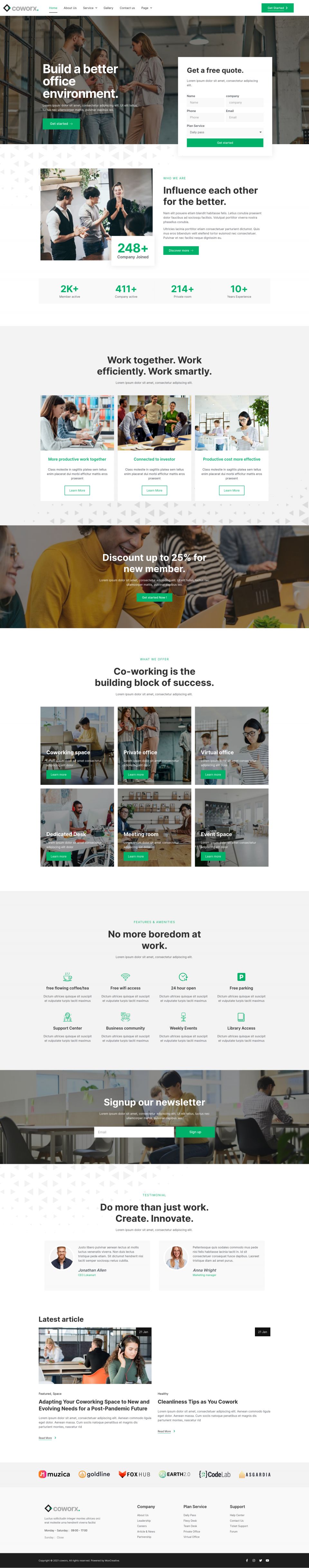 WordPress template ThemeForest Coworx