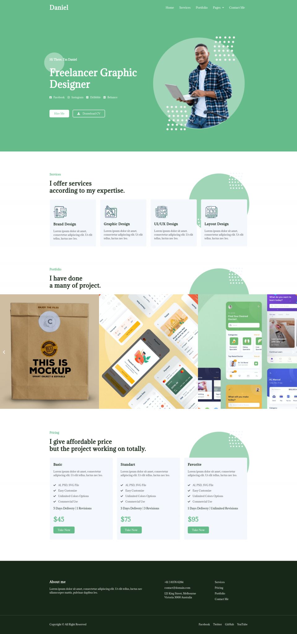 WordPress template ThemeForest Daniel
