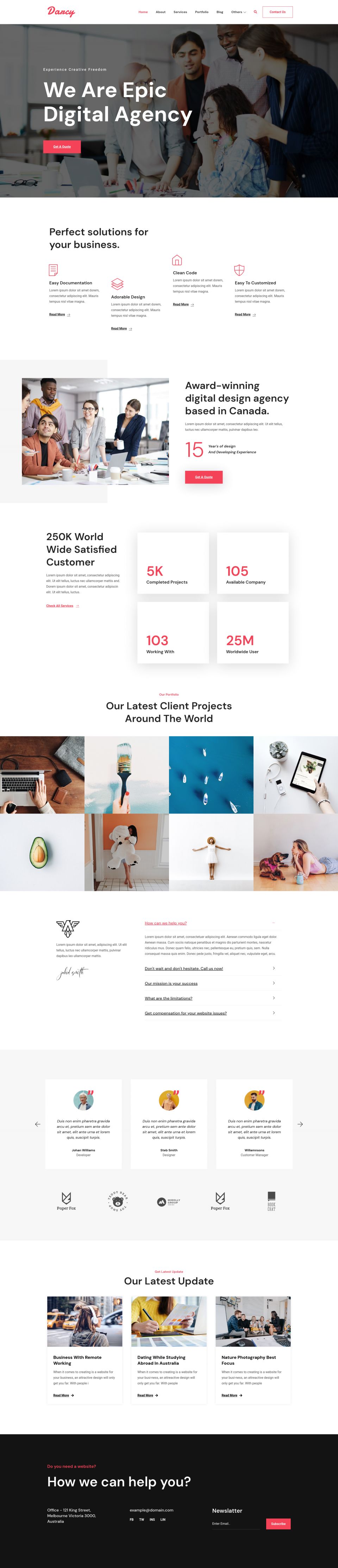 WordPress template ThemeForest Darcy