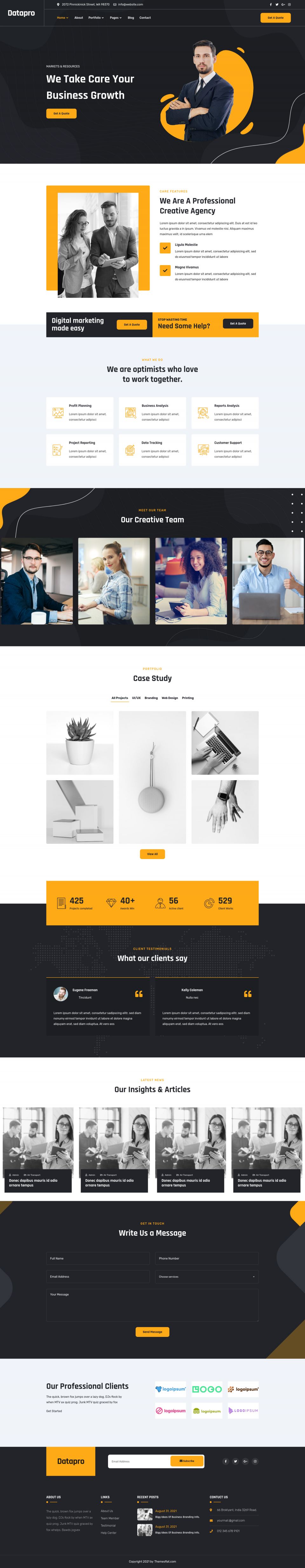 WordPress template ThemeForest Datapro