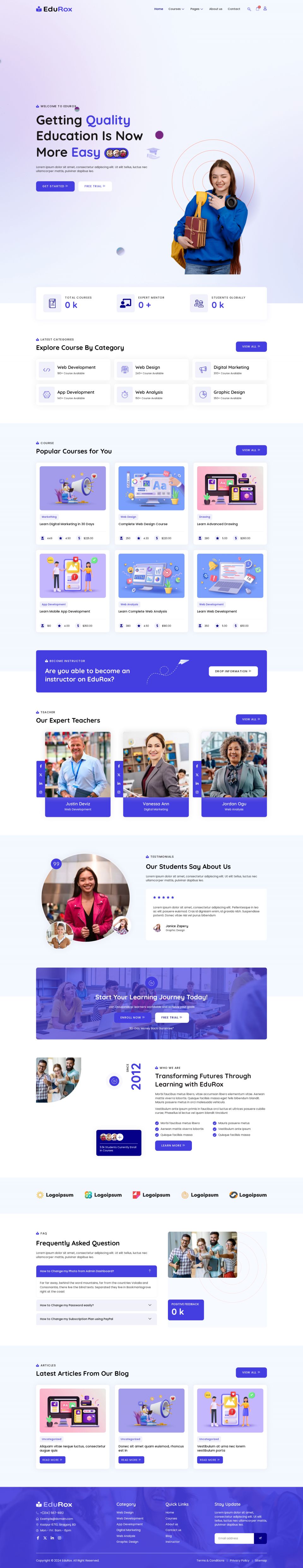 WordPress template ThemeForest EduRox