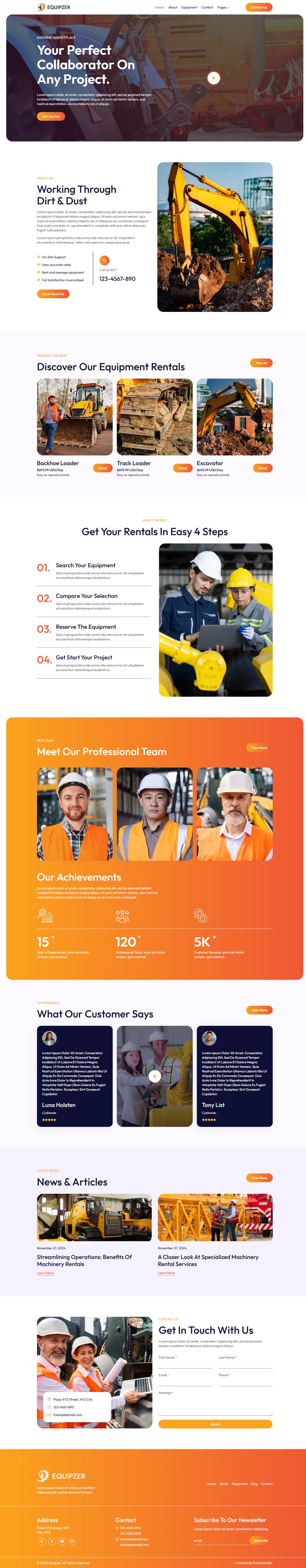 WordPress template ThemeForest Equipzer