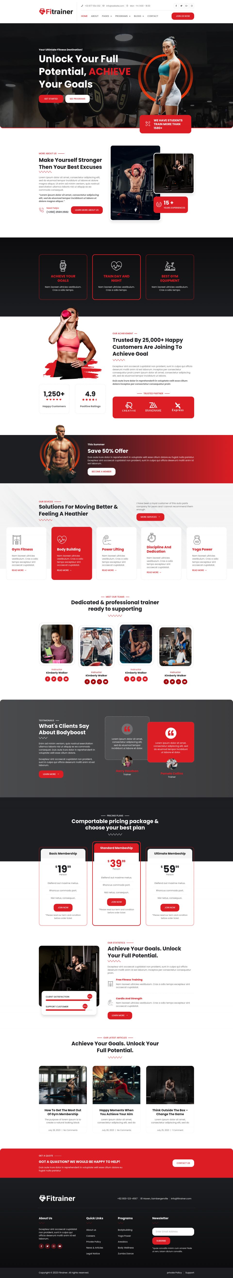 WordPress template ThemeForest Fitrainer