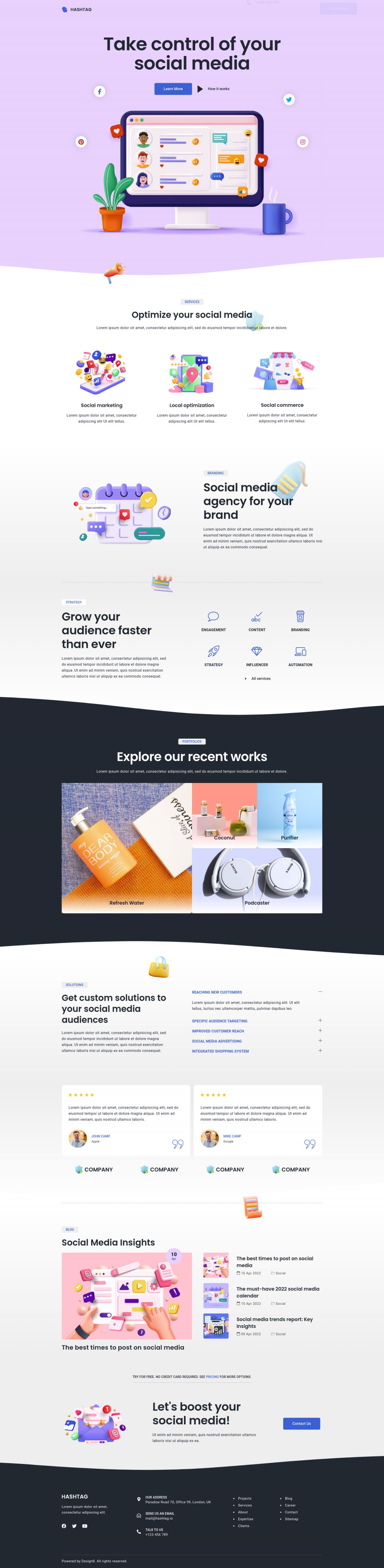 WordPress template ThemeForest Hashtag