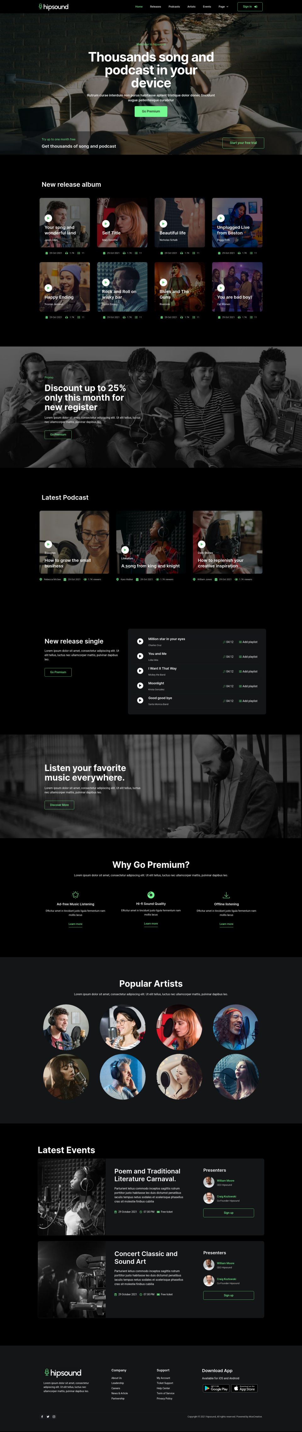 WordPress template ThemeForest Hipsound