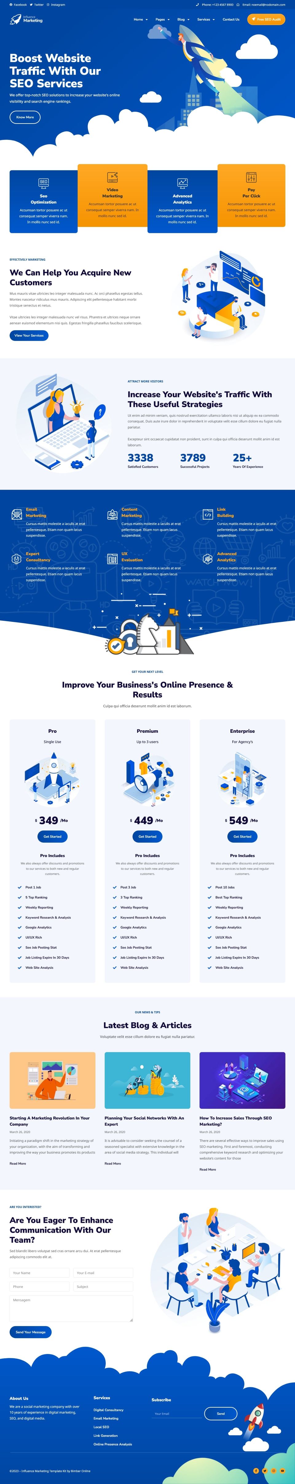WordPress template ThemeForest Influence Marketing