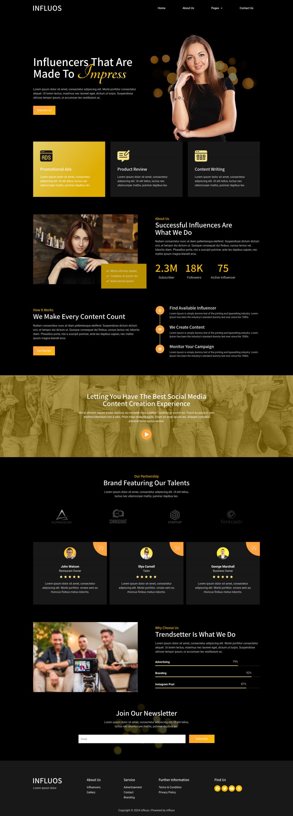 WordPress template ThemeForest Influos