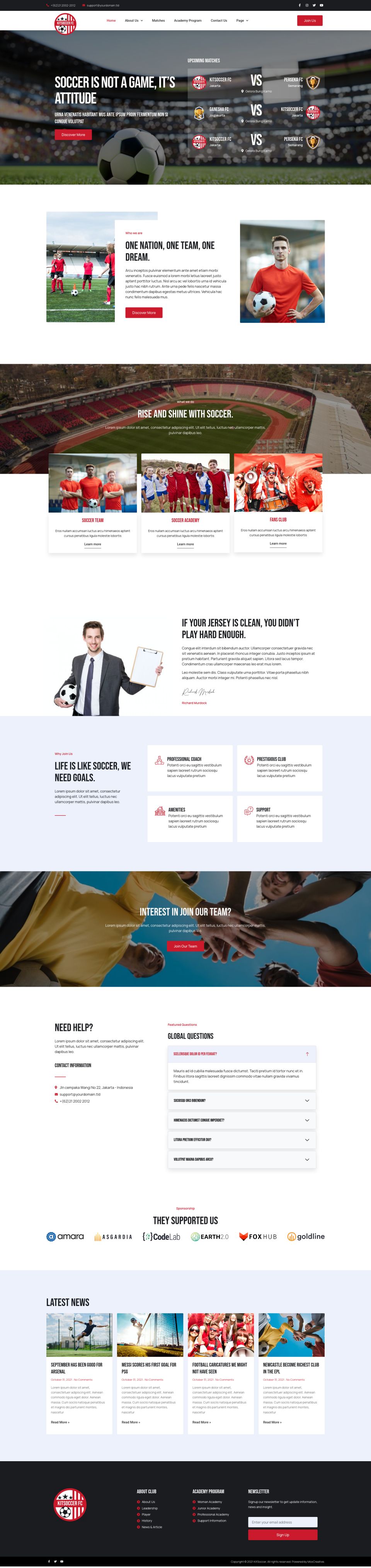 WordPress template ThemeForest KitSoccer