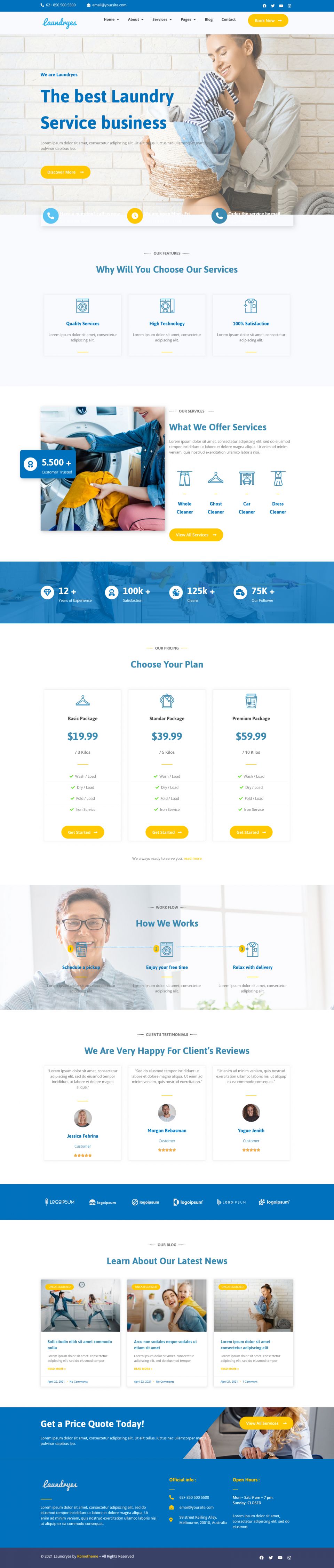 WordPress template ThemeForest Laundryes