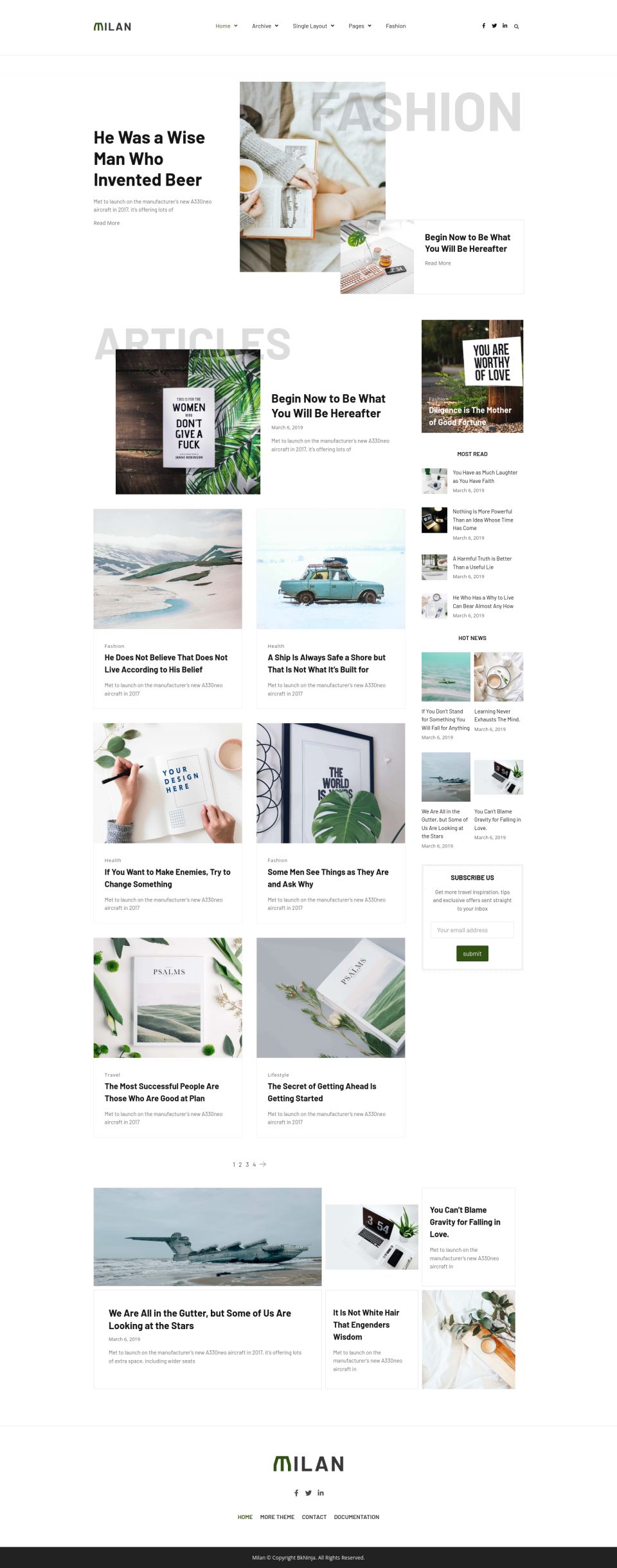 WordPress template ThemeForest Milan