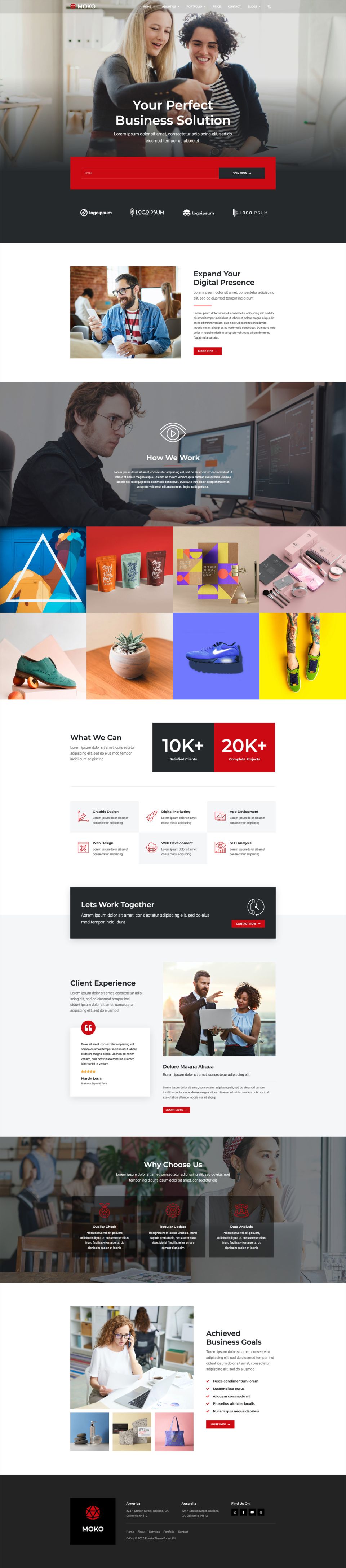 WordPress template ThemeForest Moko