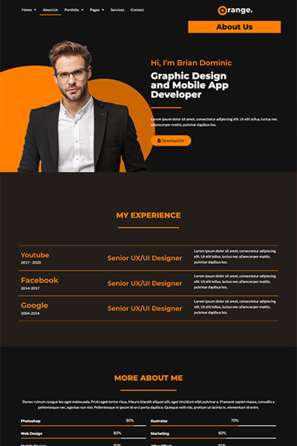 WordPress template ThemeForest Orange