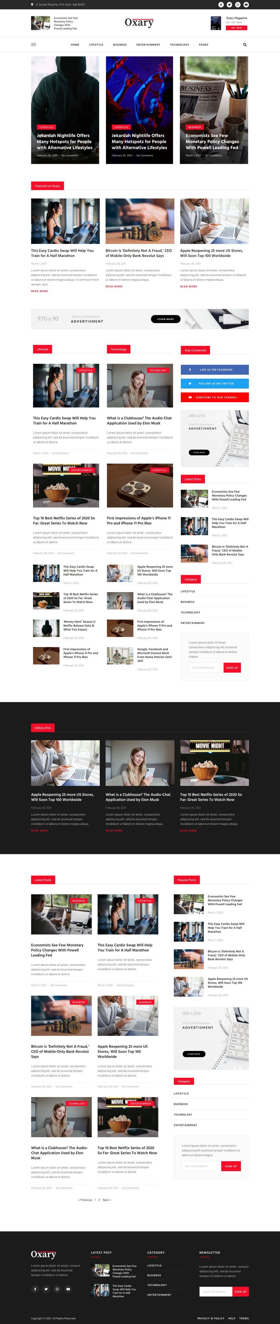 WordPress template ThemeForest Oxary