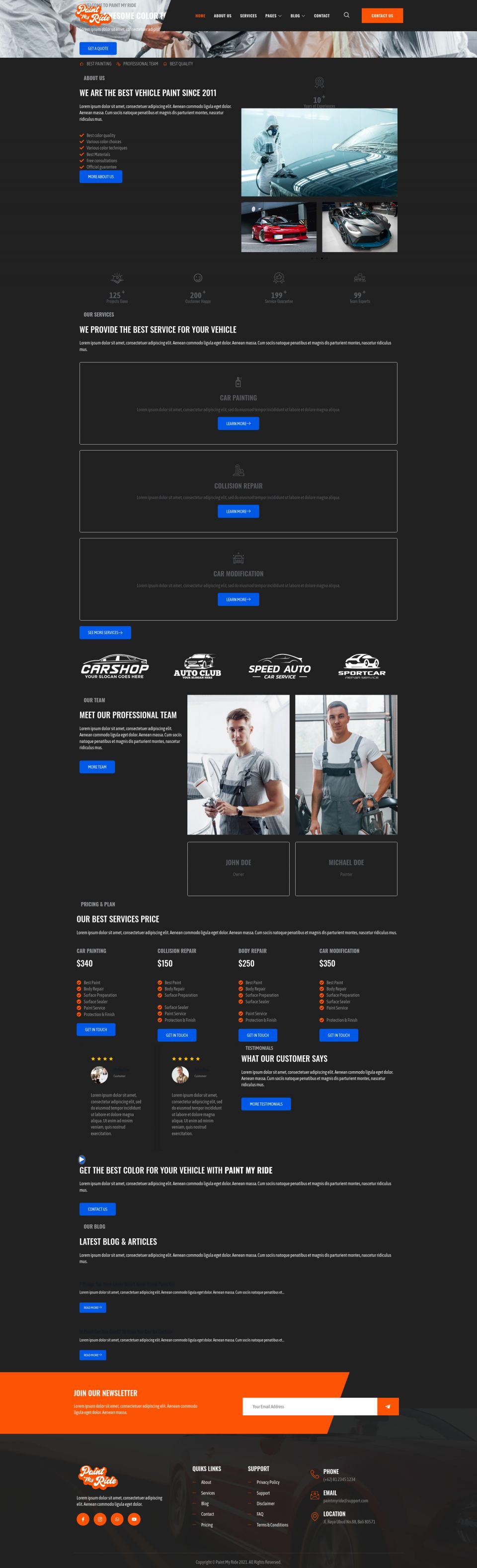 WordPress template ThemeForest PaintMyRide