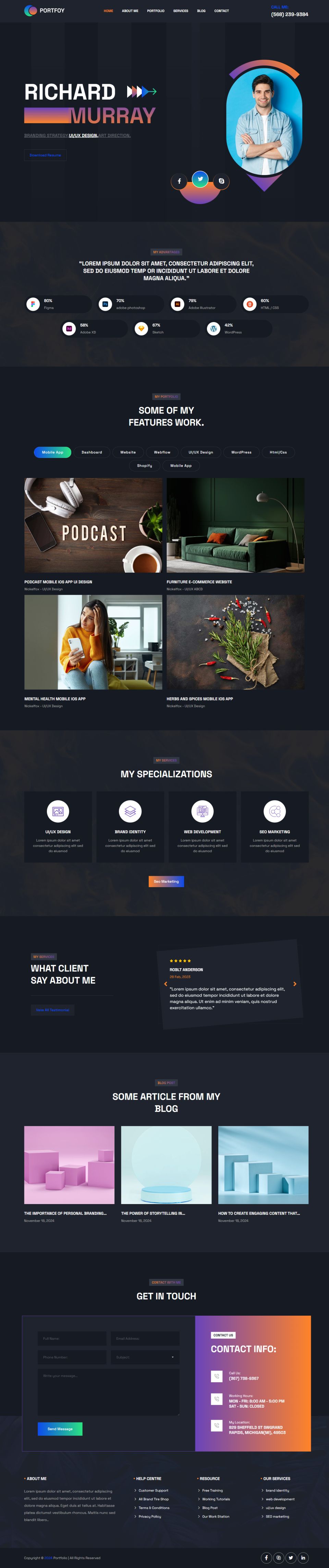 WordPress template ThemeForest Portfoy