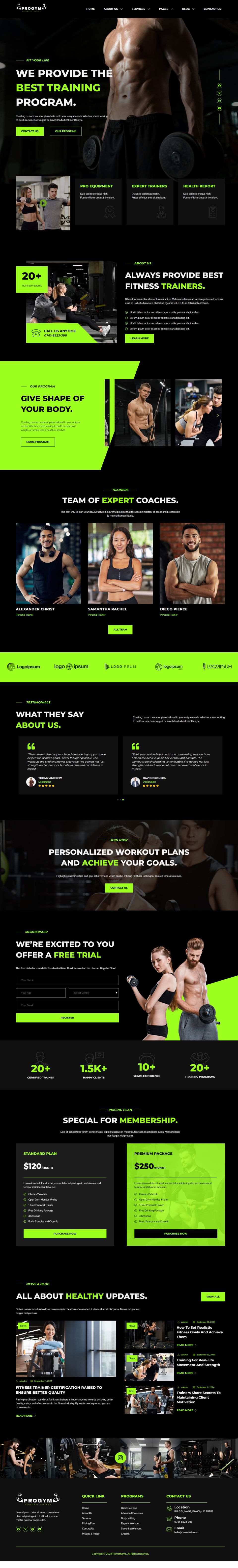 WordPress template ThemeForest Progym