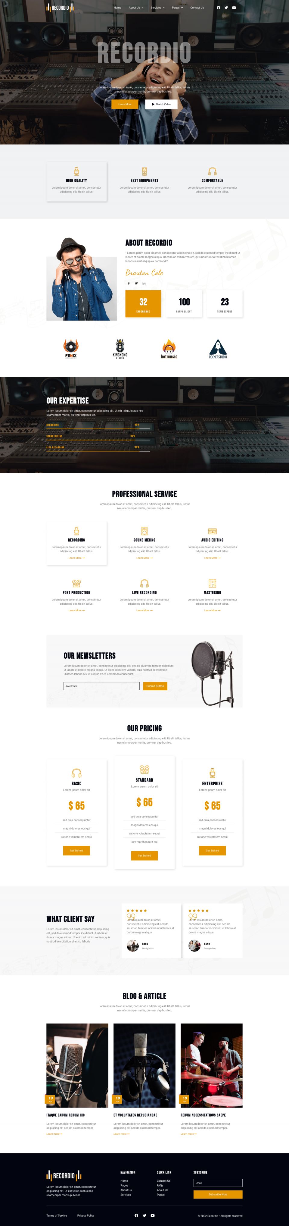 WordPress template ThemeForest Recordio