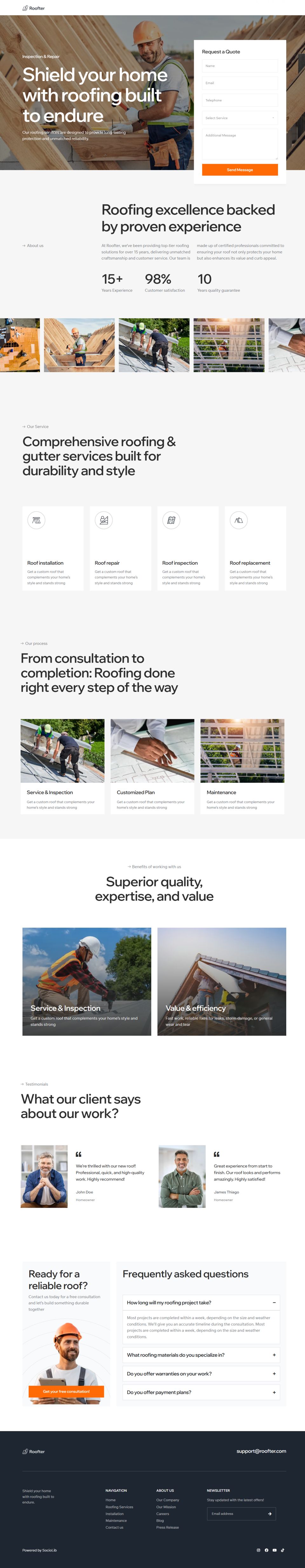 WordPress template ThemeForest Roofter