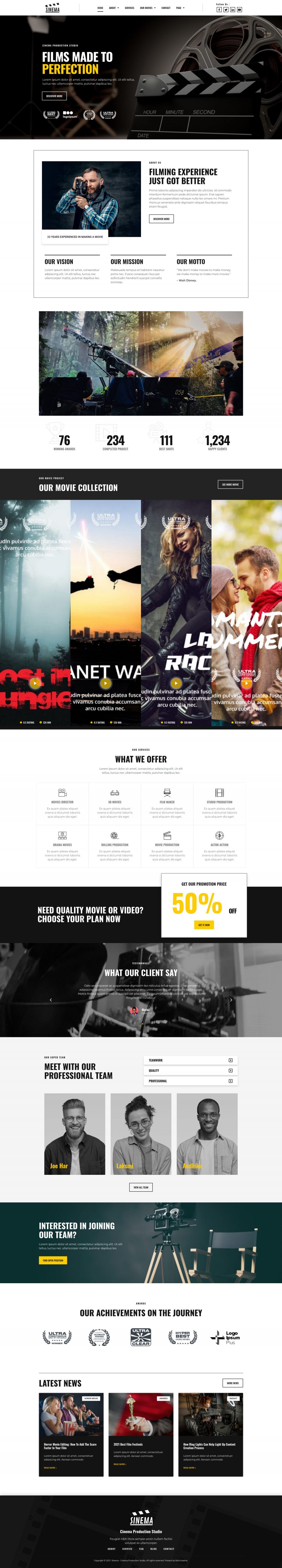WordPress template ThemeForest Sinema