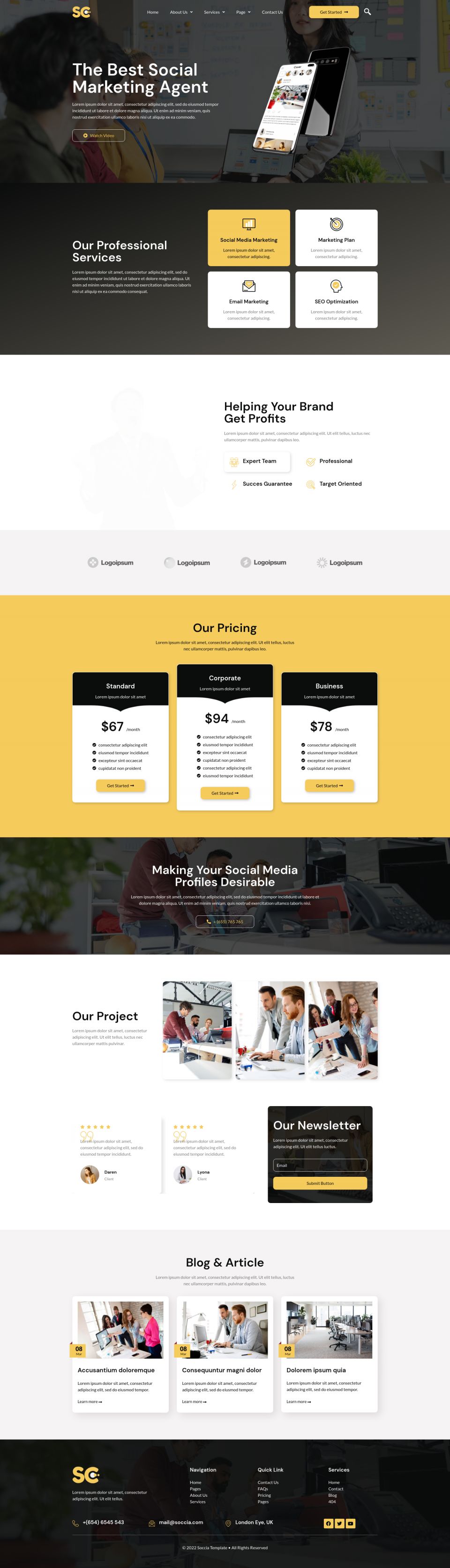WordPress template ThemeForest Soccia