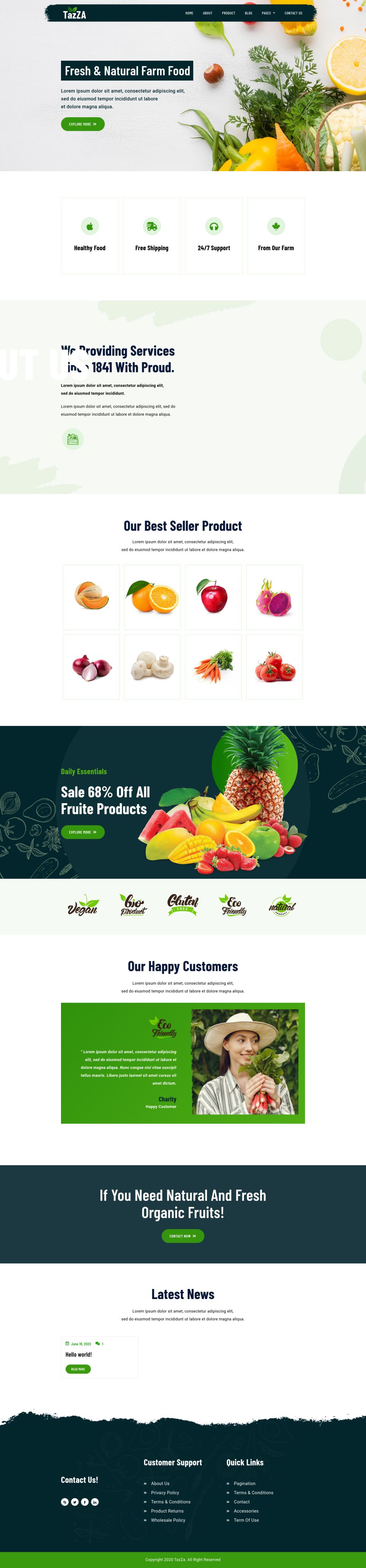 WordPress template ThemeForest TazZA