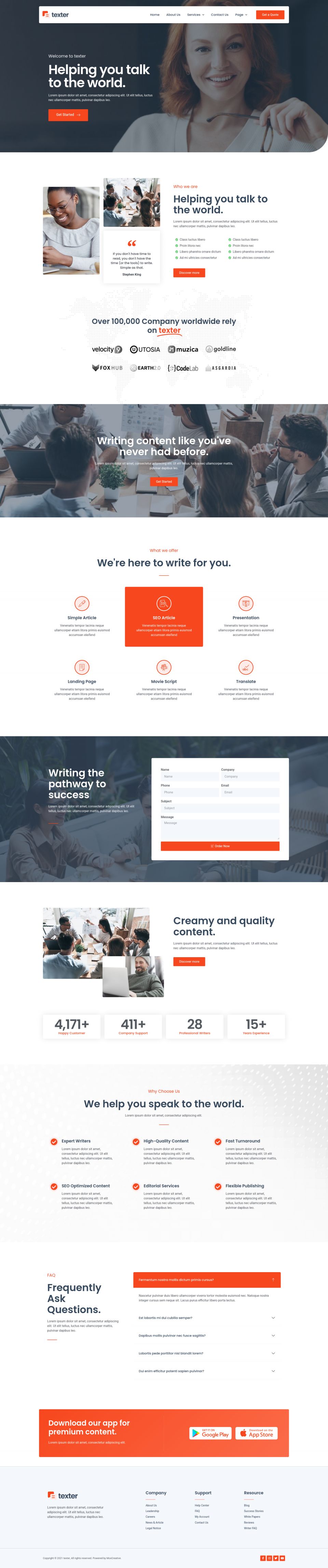 WordPress template ThemeForest Texter