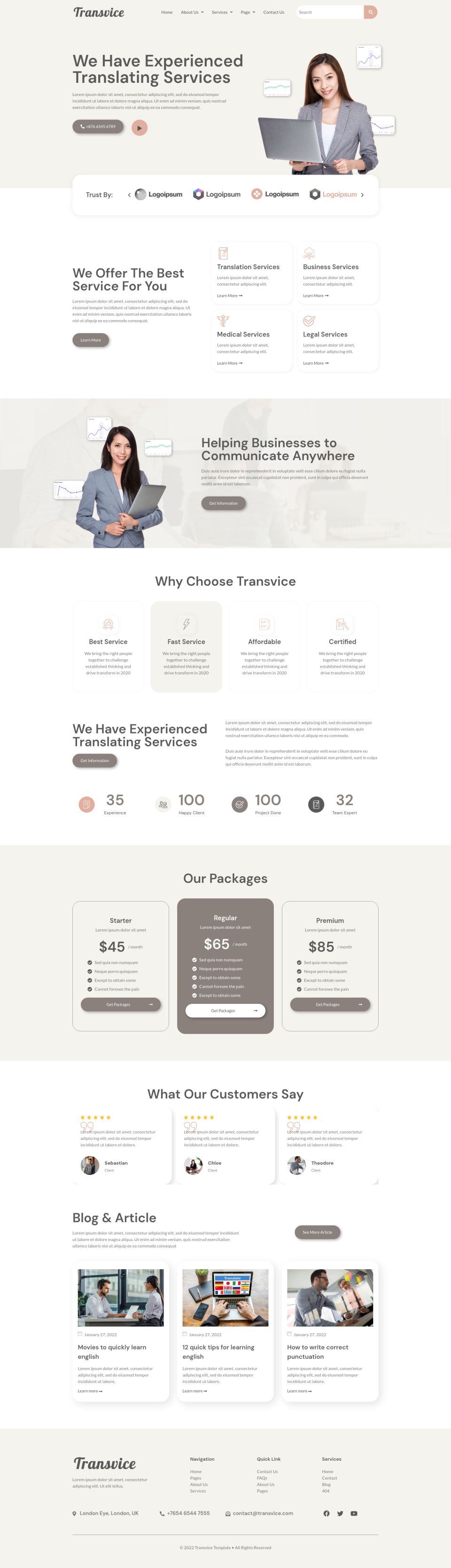 WordPress template ThemeForest Transvice