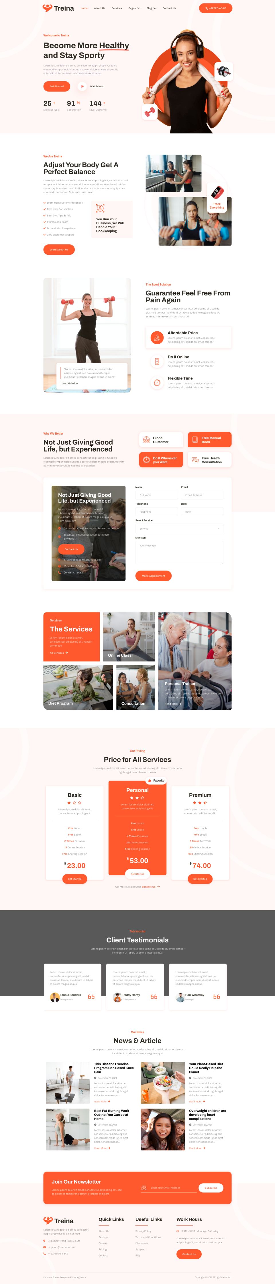 WordPress template ThemeForest Treina
