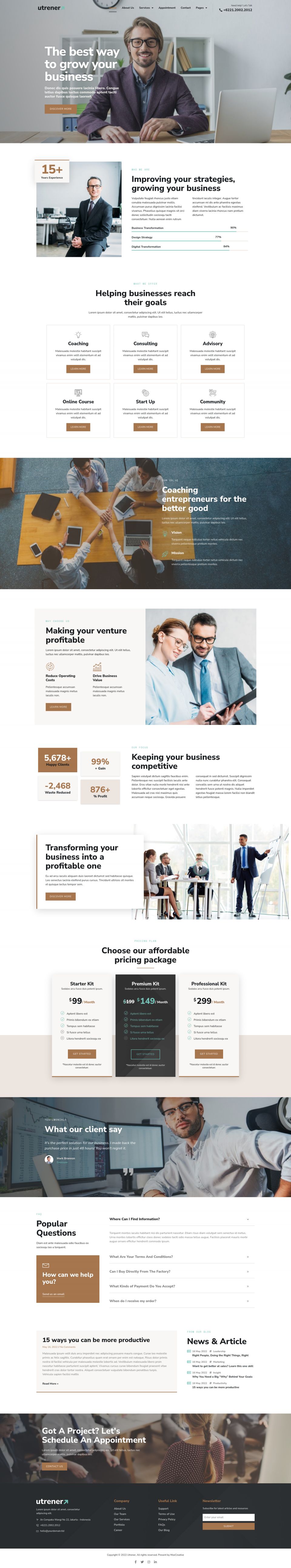 WordPress template ThemeForest Utrener