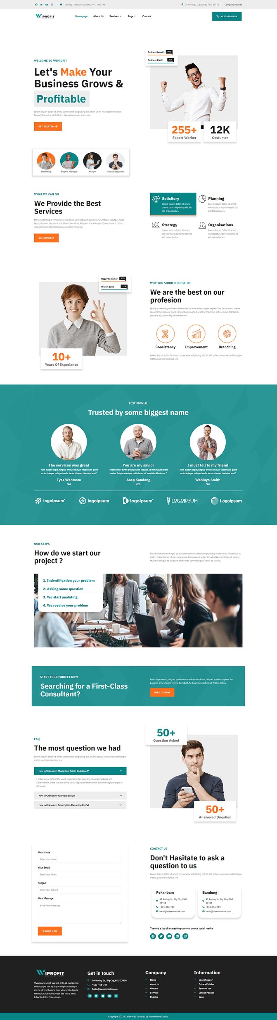 WordPress template ThemeForest Wiprofit