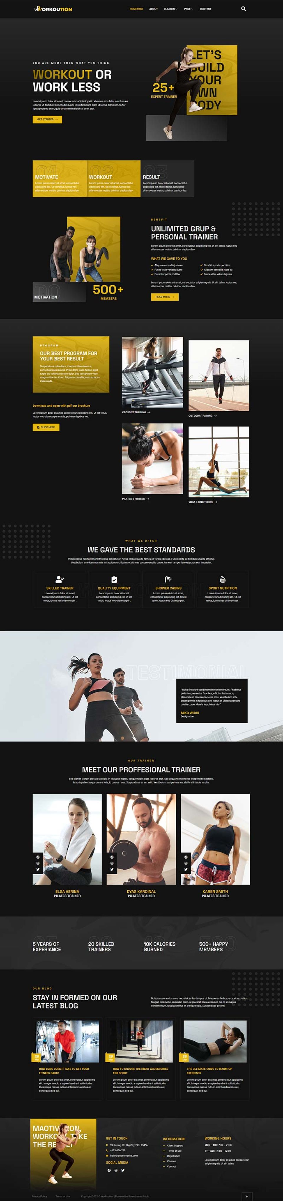 WordPress template ThemeForest Workoution