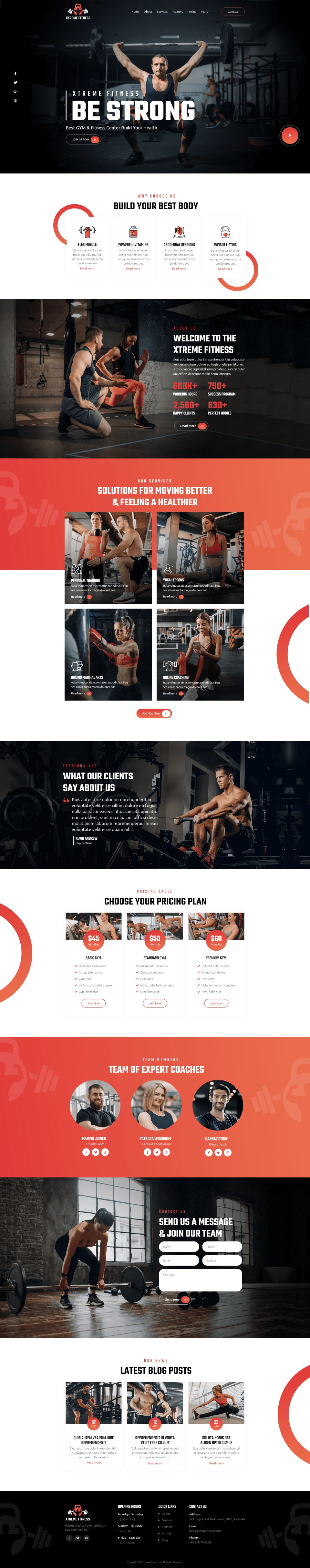 WordPress template ThemeForest Xtreme Fitness