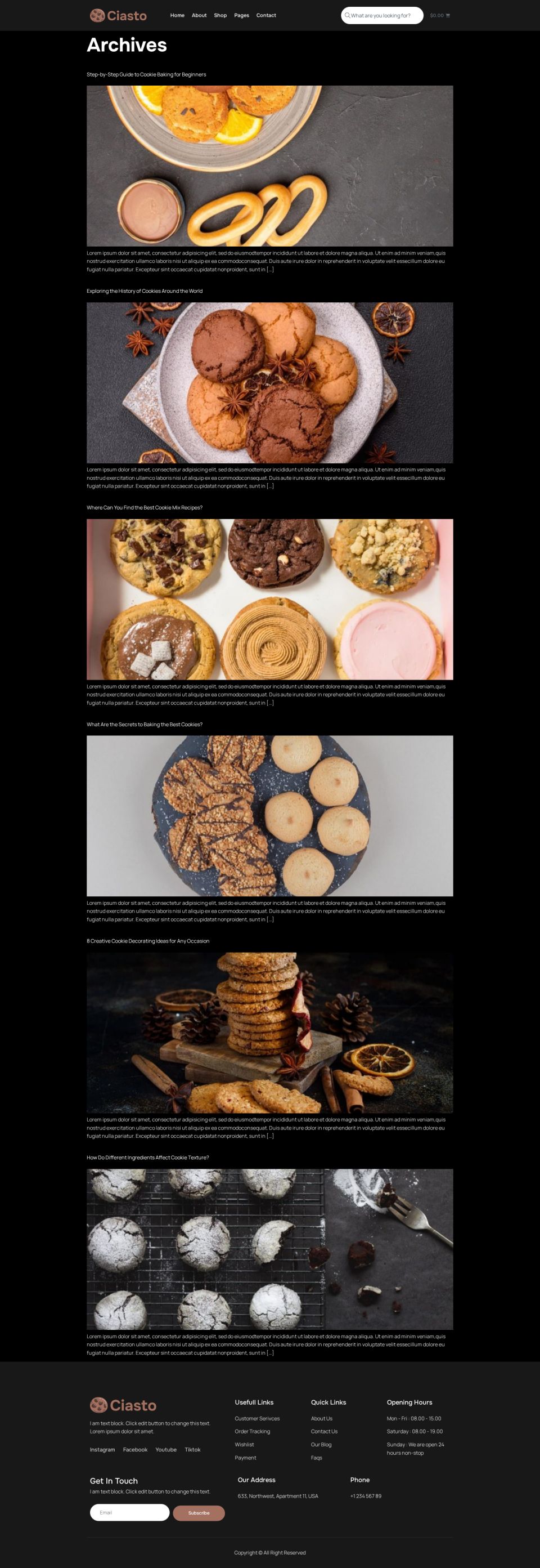 WordPress template ThemeForest Ciasto