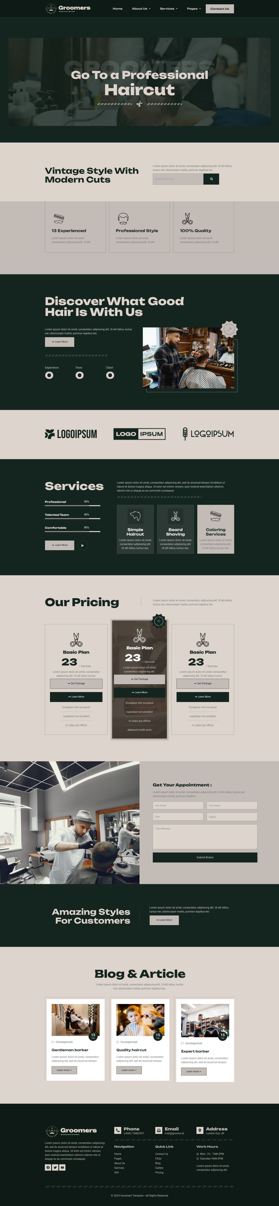 WordPress template ThemeForest Groomers