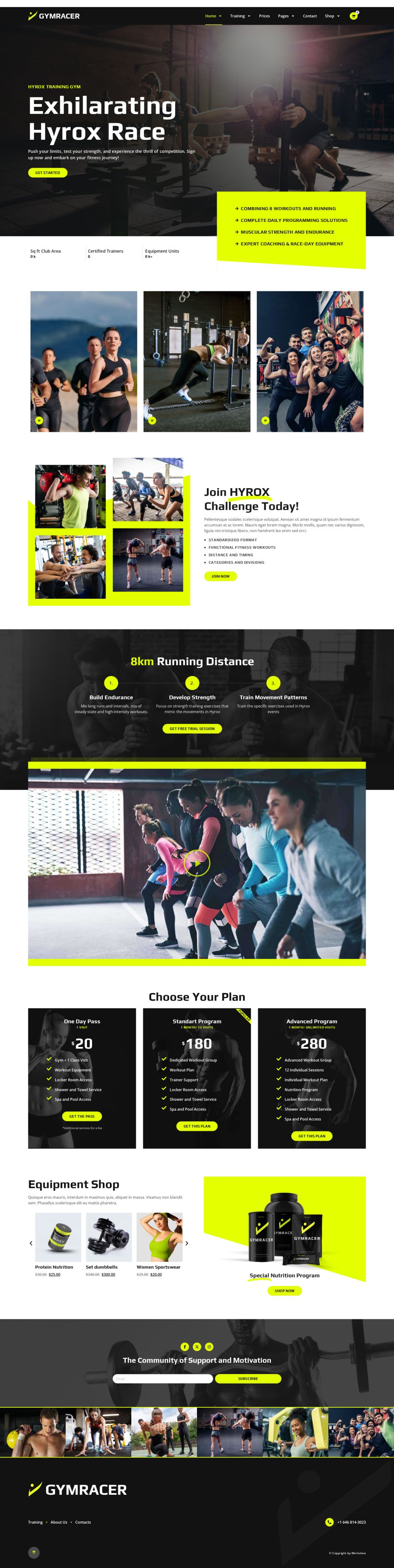 WordPress template ThemeForest Gymracer