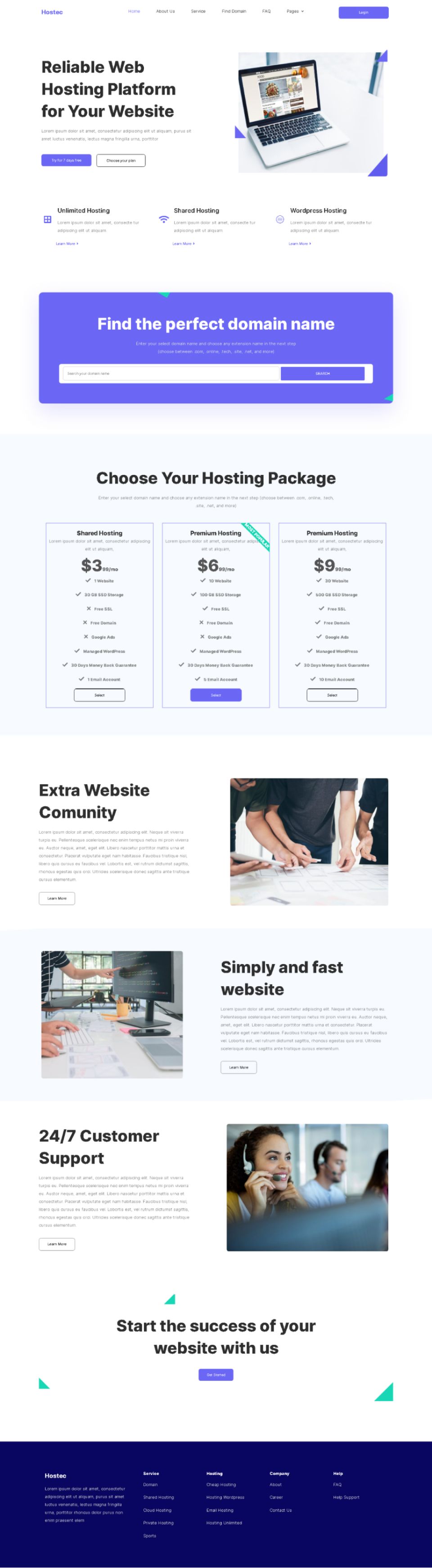 WordPress template ThemeForest Hostec