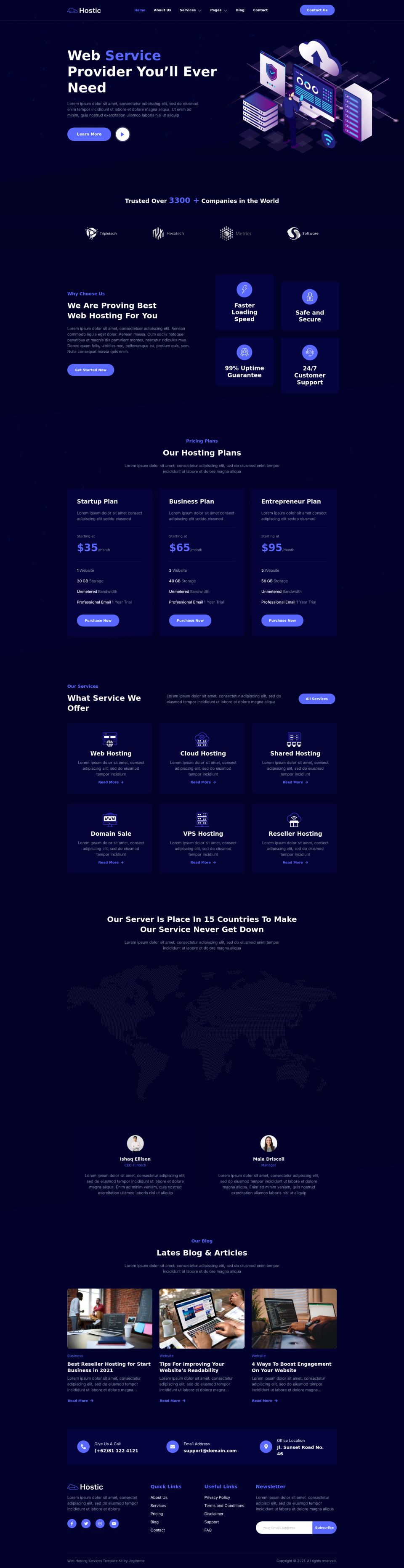 WordPress template ThemeForest Hostic