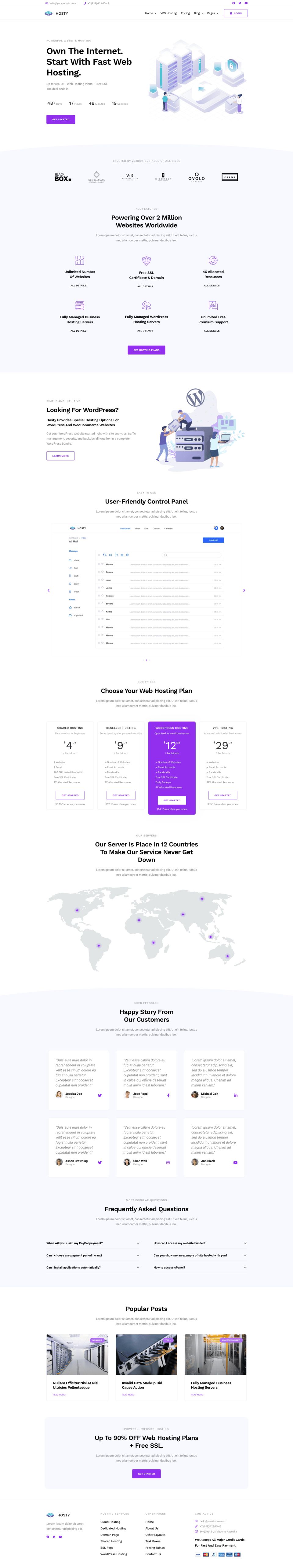 WordPress template ThemeForest Hosty