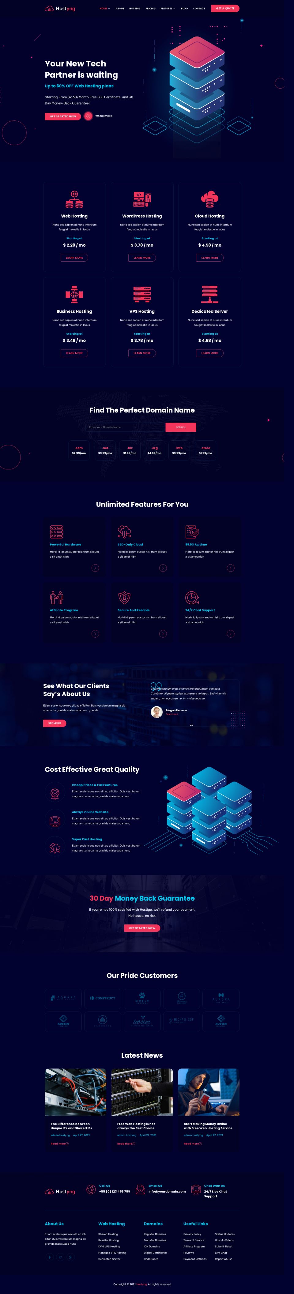 WordPress template ThemeForest Hostyng